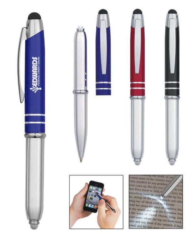 Factory Wholesale 3 in 1 Engraved Ballpoint Gift Pen With LED Light and Stylus Tip Inspirational Luxury Pen for Encouragement