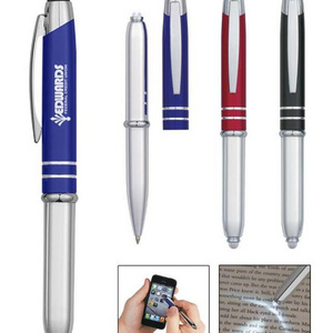 Factory Wholesale 3 in 1 Engraved Ballpoint Gift Pen With LED Light and Stylus Tip Inspirational Luxury Pen for Encouragement