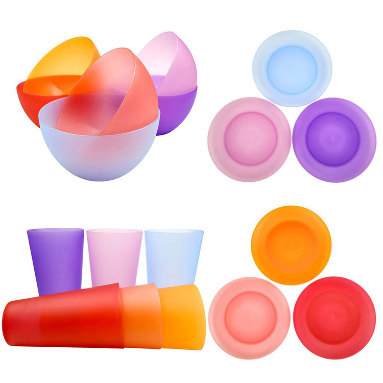 Plastic Dinnerware Unbreakable Plastic Tumblers, Bowls & Plates Dinnerware Set