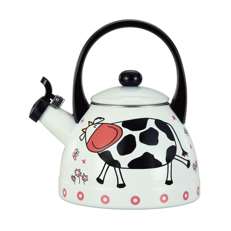 Factory Direct Sale Durable Happy Cow Design 2 Liter Capacity Kitchen Enamel Water Kettle