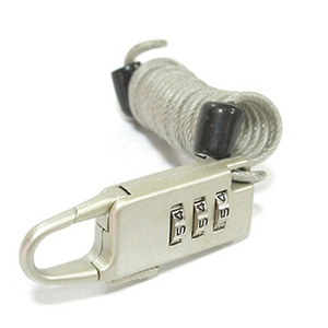 3-digits Curled Cable Lock for Luggage dial combination type