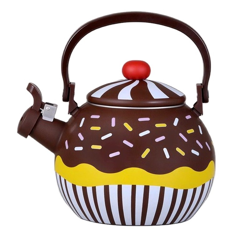 Factory Direct Sale Durable Cupcake Design 2 Liter Capacity Kitchen Enamel Water Kettle