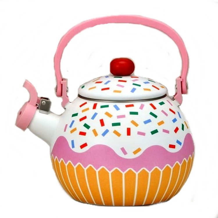 Factory Direct Sale Durable Cupcake Design 2 Liter Capacity Kitchen Enamel Water Kettle