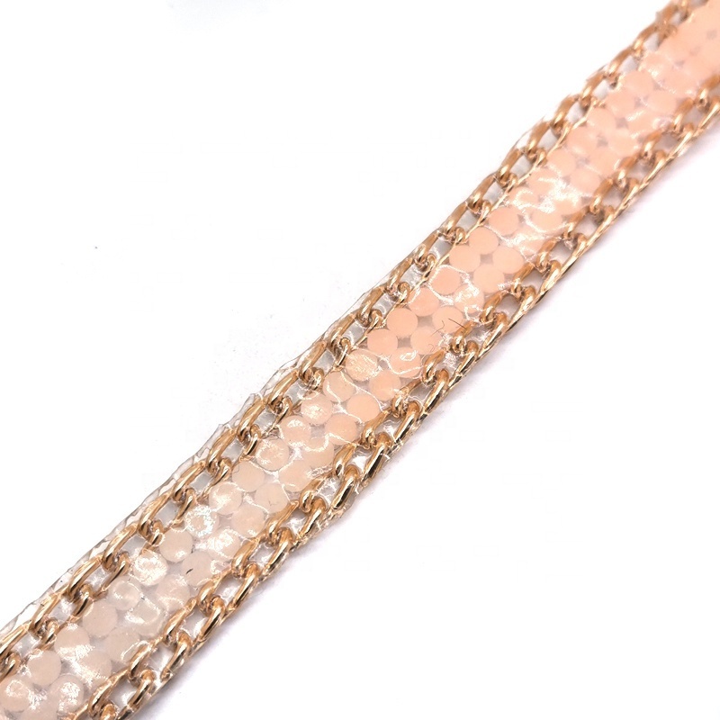 New fancy design metal chain heat transfer rhinestone trimming for DIY clothings shoe decoration