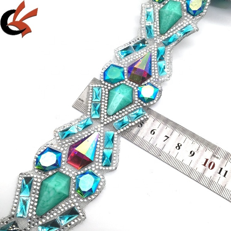 Iron on beaded appliques heat transfer trims glitter disposable hotfix diamond rhinestone tape