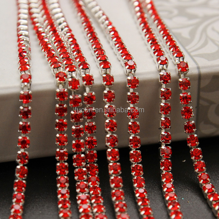 Fashion Colorful Rhinestone Chain Trim Row Dense Crystal Cup Chain for Sewing Arts Crafts