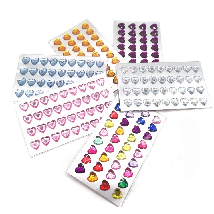 Self Adhesive heart Bling Rhinestone Jewels Sticker for DIY Craft Nail Body Makeup Festival