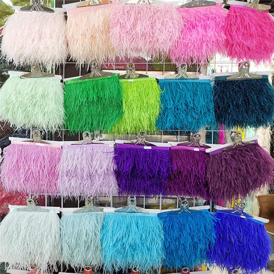 customized sizes and colors 10-15 cm Fashion Dyed Ostrich Feather Fringe Trim Feather Trimming Tassel for Handbags, Shoes