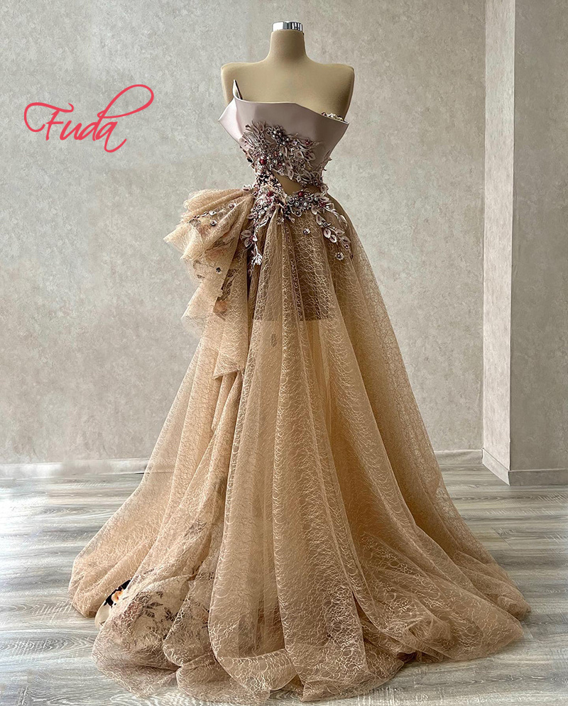 FUDA C205 Shiny Gold Princess Retro Dance Dress With Backless  Evening 2024 Rhinestone Ball Dress Sequined Ball Dress