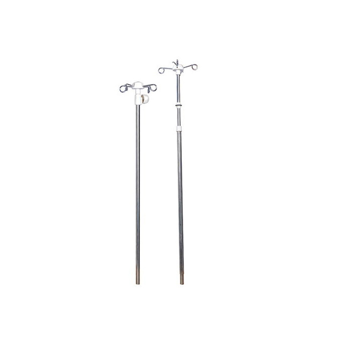 Height adjustable stainless steel IV pole stand on wheels