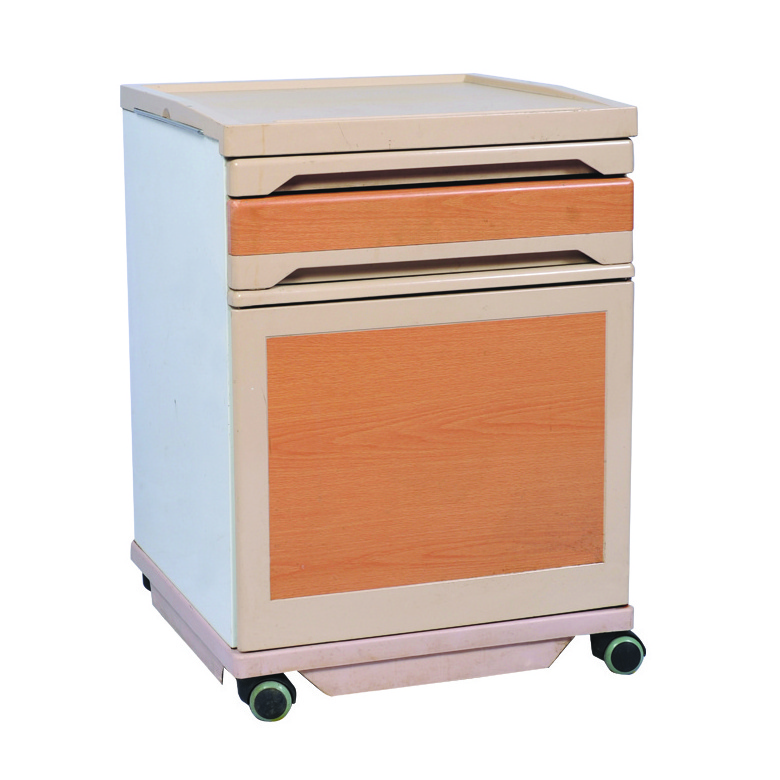 Cheap hospital stainless steel bedside cabinet table on wheels