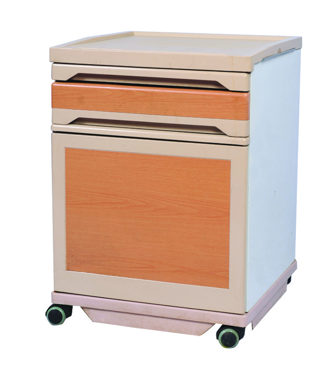 Cheap hospital stainless steel bedside cabinet table on wheels