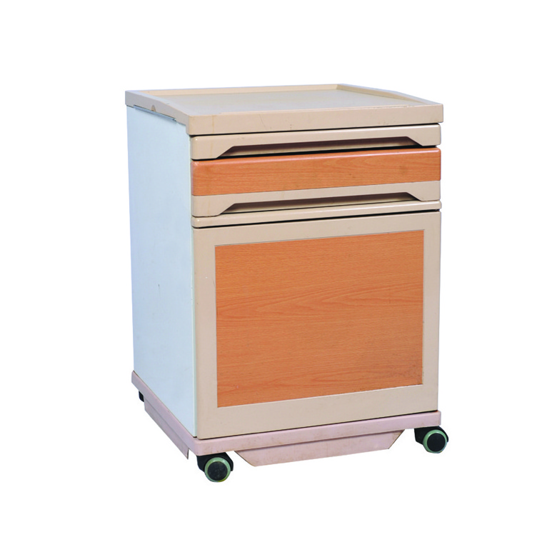 Cheap hospital stainless steel bedside cabinet table on wheels