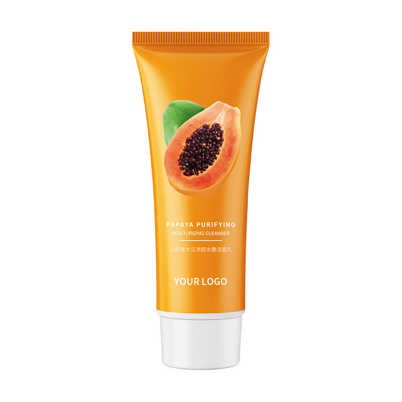 100g New Private Label Face Wash Deep Cleansing Pore Mild Gently Brighten Foaming Papaya Whitening Brighten Skin Facial Cleanser