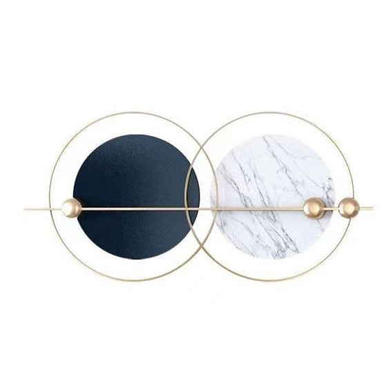 100*49cm Contemporary stylish round wall decor metal frame double circle wall decorations for home living room