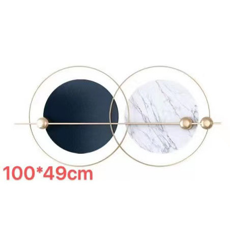 100*49cm Contemporary stylish round wall decor metal frame double circle wall decorations for home living room