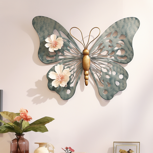 50x39cm 2024 Modern Luxury Home Decor 3D Colorful Butterfly Metal Art Wall Hanging for Living Room Background on Sale!