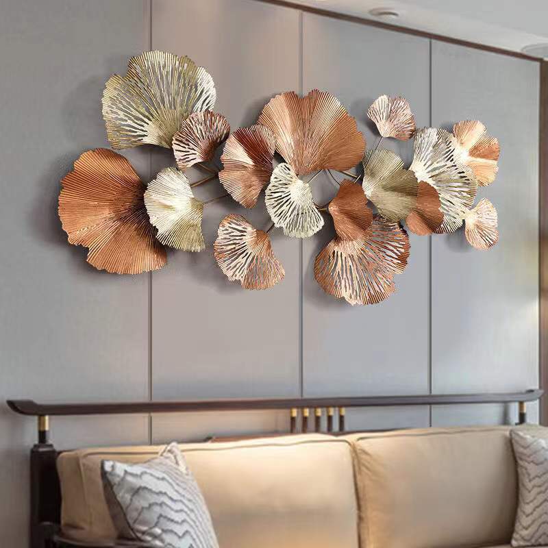 133*56cm Nordic style large metal leaves wall decor ginkgo leaf shape light luxury wall decor for living room bedroom home decor