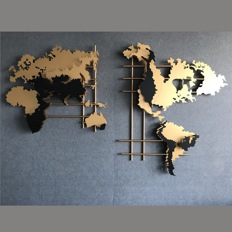 160x90cm Novel design metal living room 3d wall decor large world map shape wall art decor for home