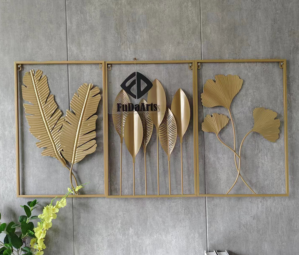 40*30cm S3 Wholesale Wall Decor Display Lobby Gold Wrought Living Room Frame Art Hanging Flower Metal Home Wall Decor