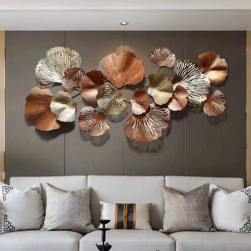 133*56cm Nordic style large metal leaves wall decor ginkgo leaf shape light luxury wall decor for living room bedroom home decor