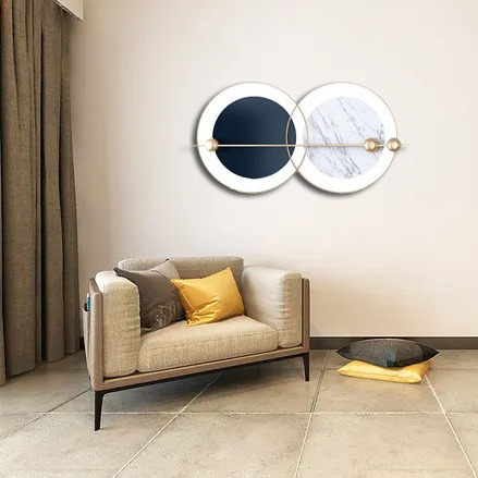 100*49cm Contemporary stylish round wall decor metal frame double circle wall decorations for home living room