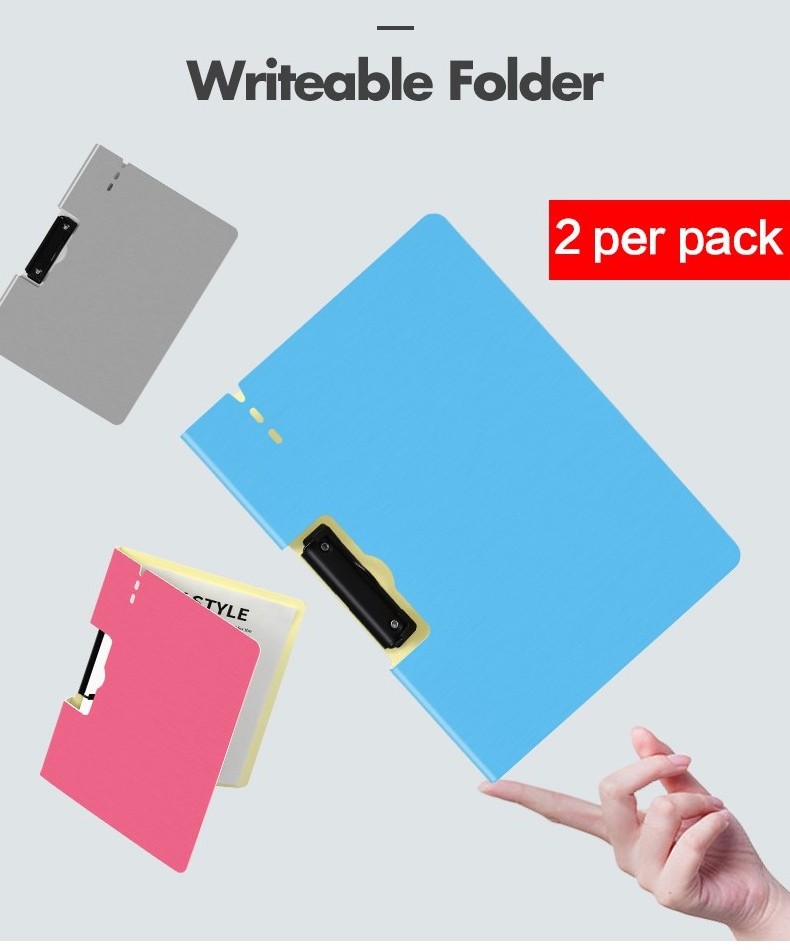 a4 custom white foamed PP covered waterproof metal foldable storage folder folding clipboard with cover