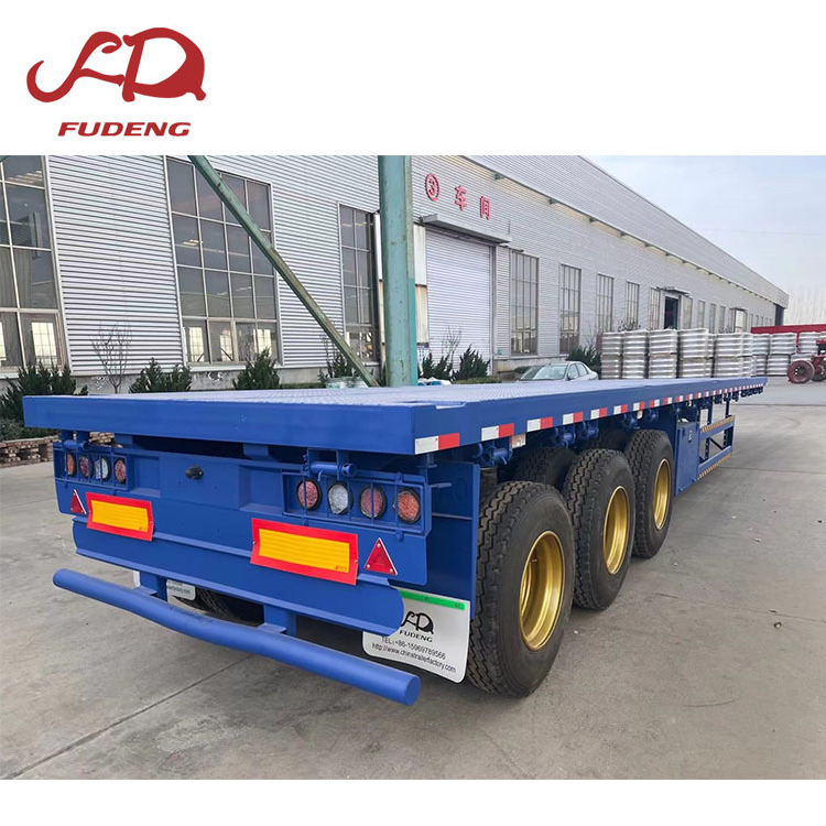 Factory price 3 Axle 40 ft flat bed container carrier trailer flatbed semi truck trailer for Zambia customer