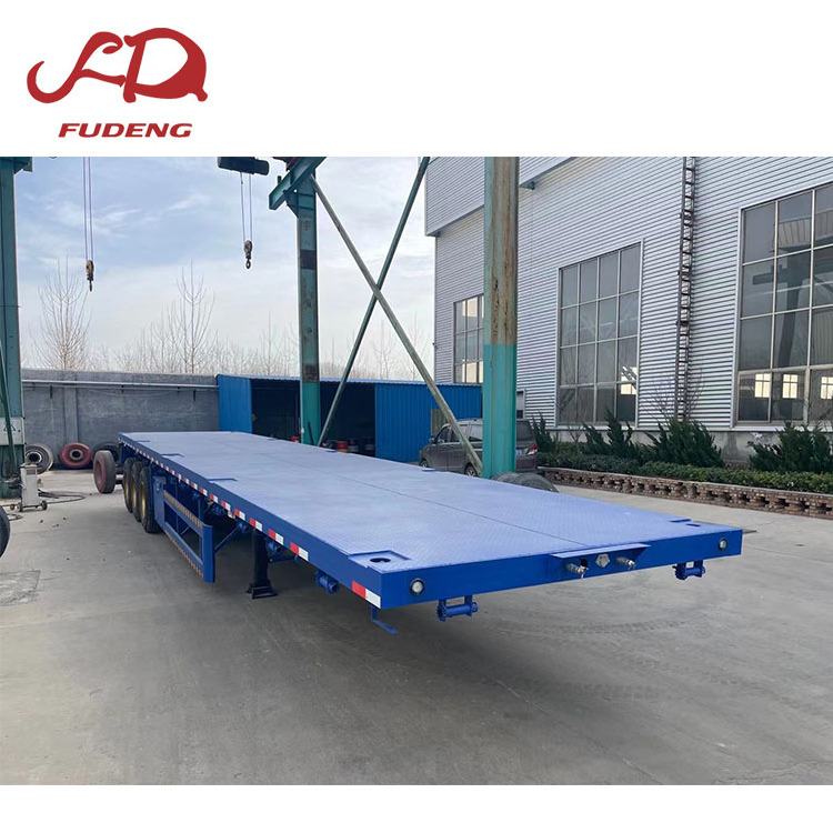 Factory price 3 Axle 40 ft flat bed container carrier trailer flatbed semi truck trailer for Zambia customer