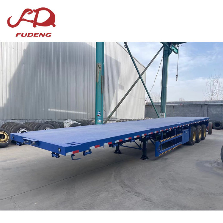 Factory price 3 Axle 40 ft flat bed container carrier trailer flatbed semi truck trailer for Zambia customer