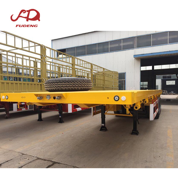 flatbed flat deck semi trailer 3 axles 40ft transport of bulk goods cargo container carrier high bed trailer long pan trailer