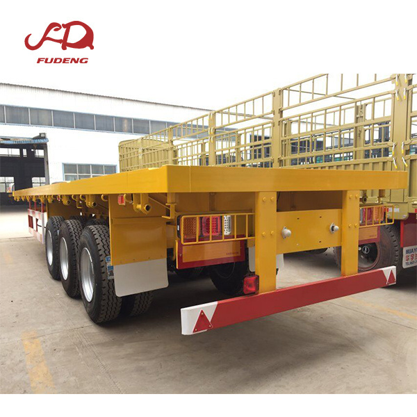 flatbed flat deck semi trailer 3 axles 40ft transport of bulk goods cargo container carrier high bed trailer long pan trailer