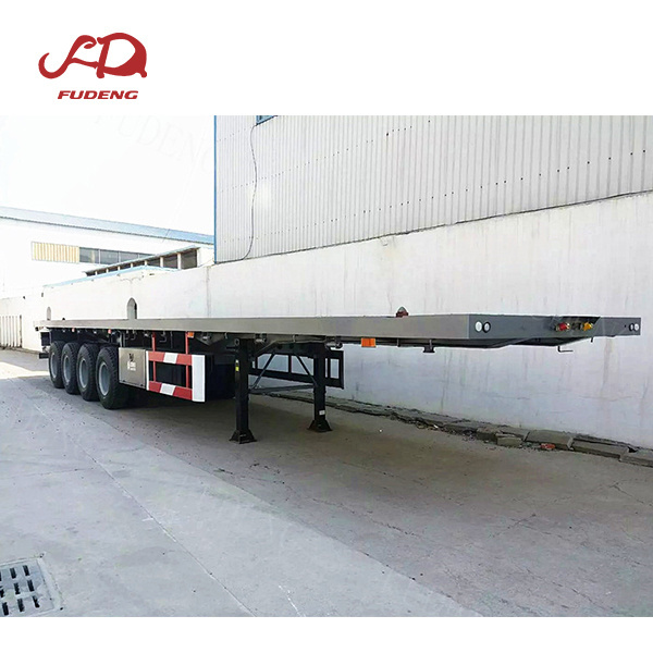 flatbed flat deck semi trailer 3 axles 40ft transport of bulk goods cargo container carrier high bed trailer long pan trailer