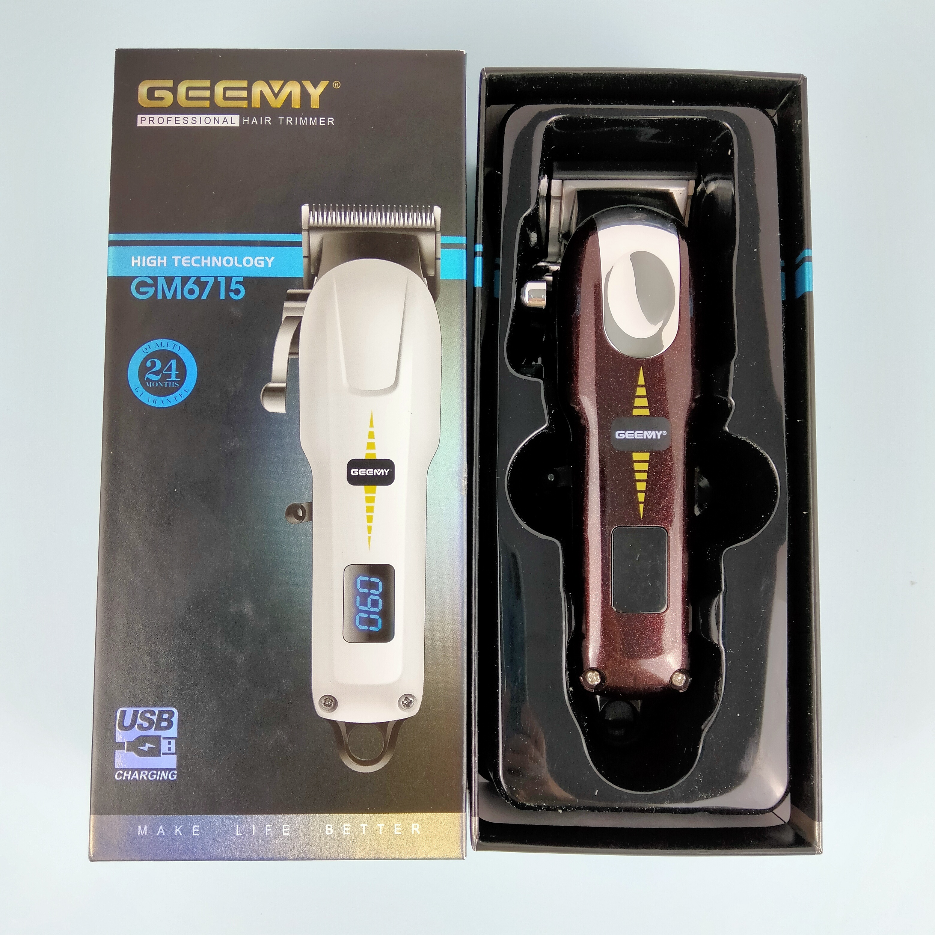 Original GEEMY GM6715 Professional Rechargeable Hair trimmer Electric Hair Cut Clippers For Black Hair