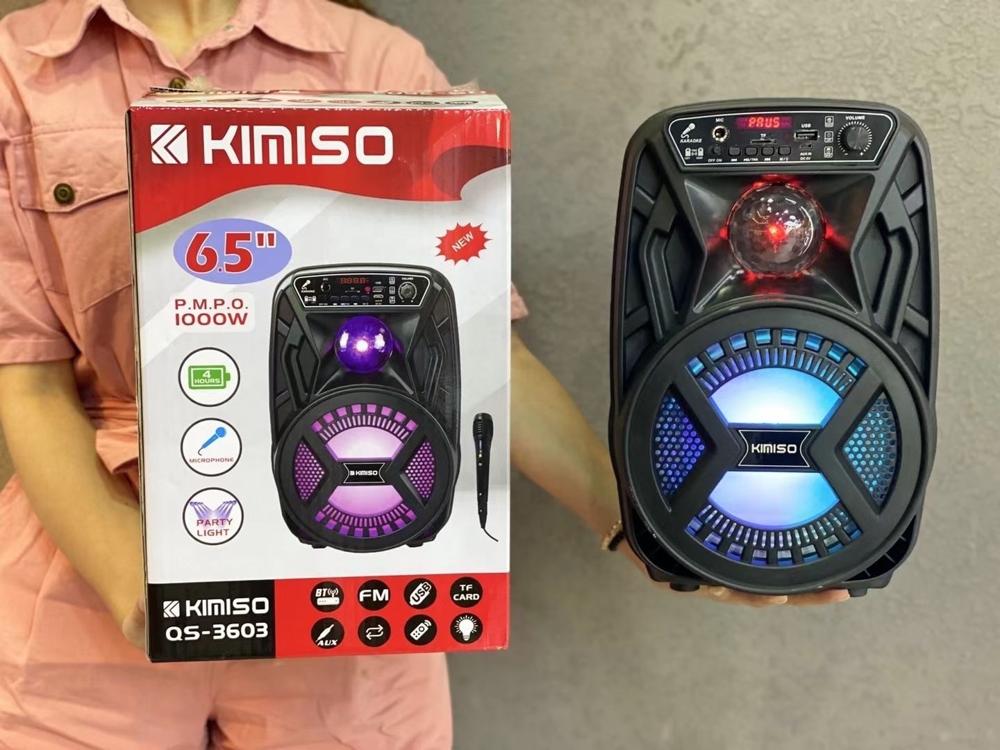 KIMISO QS-3603 6.5 Inch Speaker Outdoor Portable Trolley Speaker kimiso 3603 DJ Speaker With Disco Light