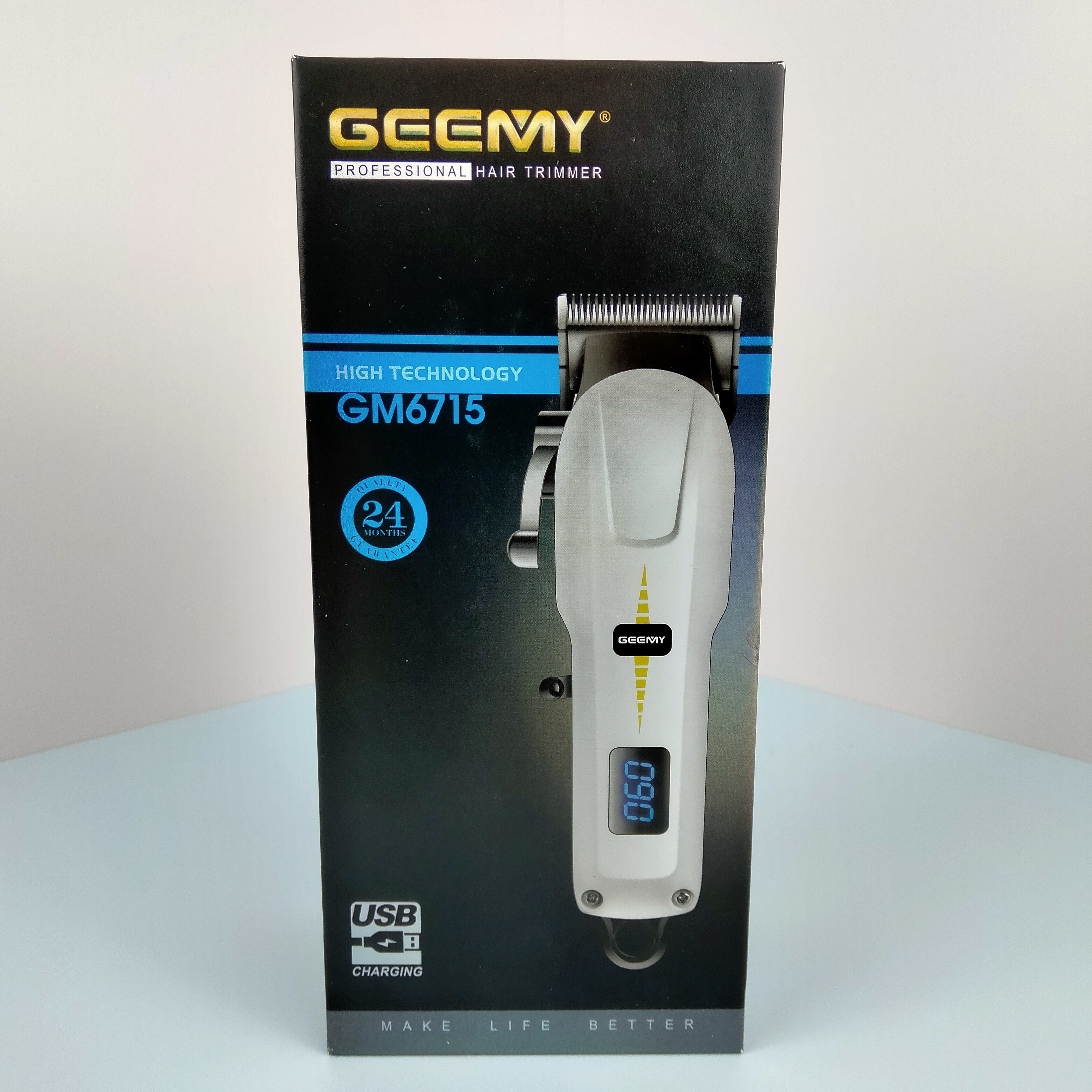 Original GEEMY GM6715 Professional Rechargeable Hair trimmer Electric Hair Cut Clippers For Black Hair