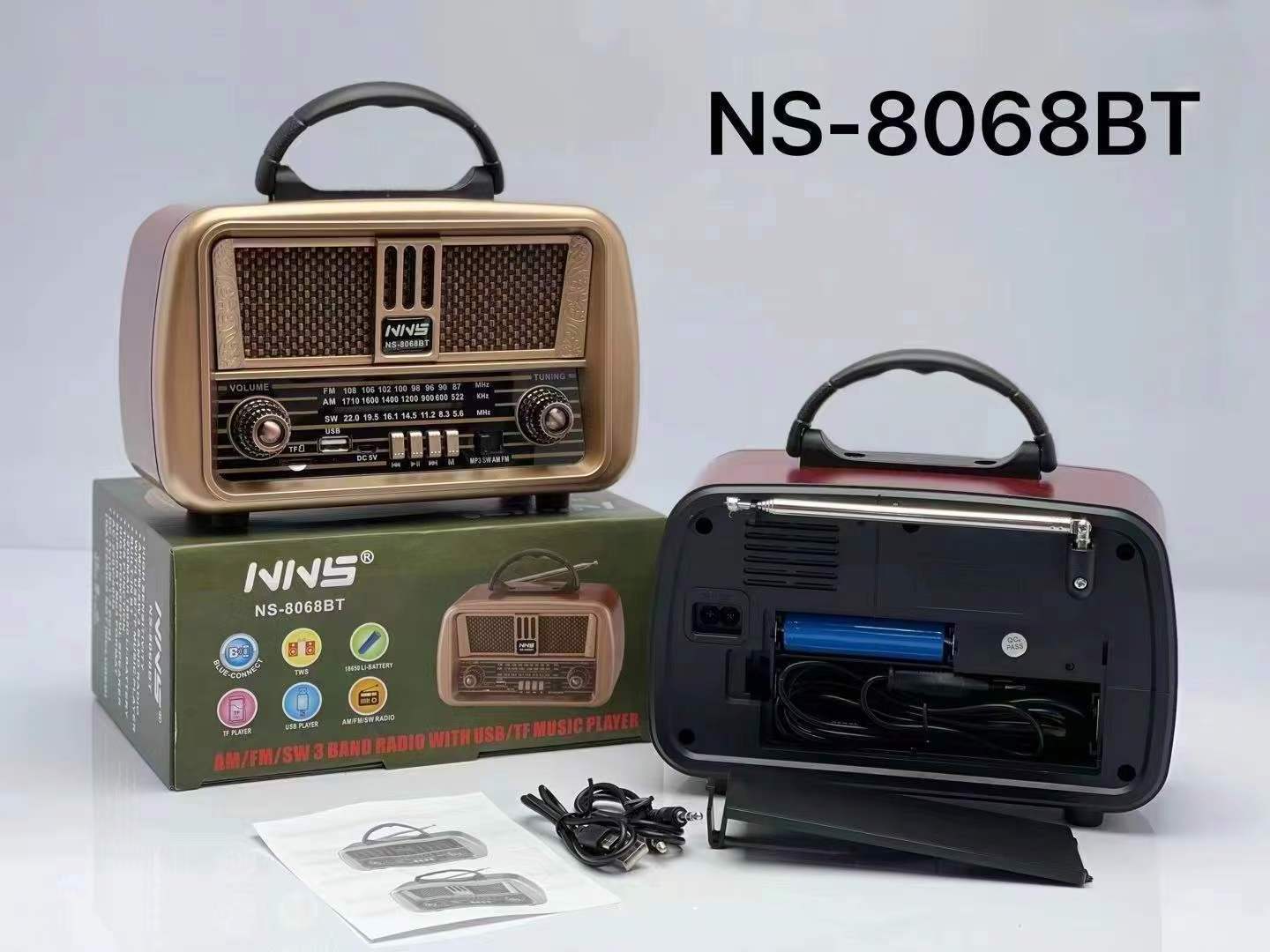 NS-8068BT Newest Retro Radio Vintage Fm Am Sw Multi-band Wooden Boxes Wireless Internet Radio Speaker With Bt And Usb Tf Slot