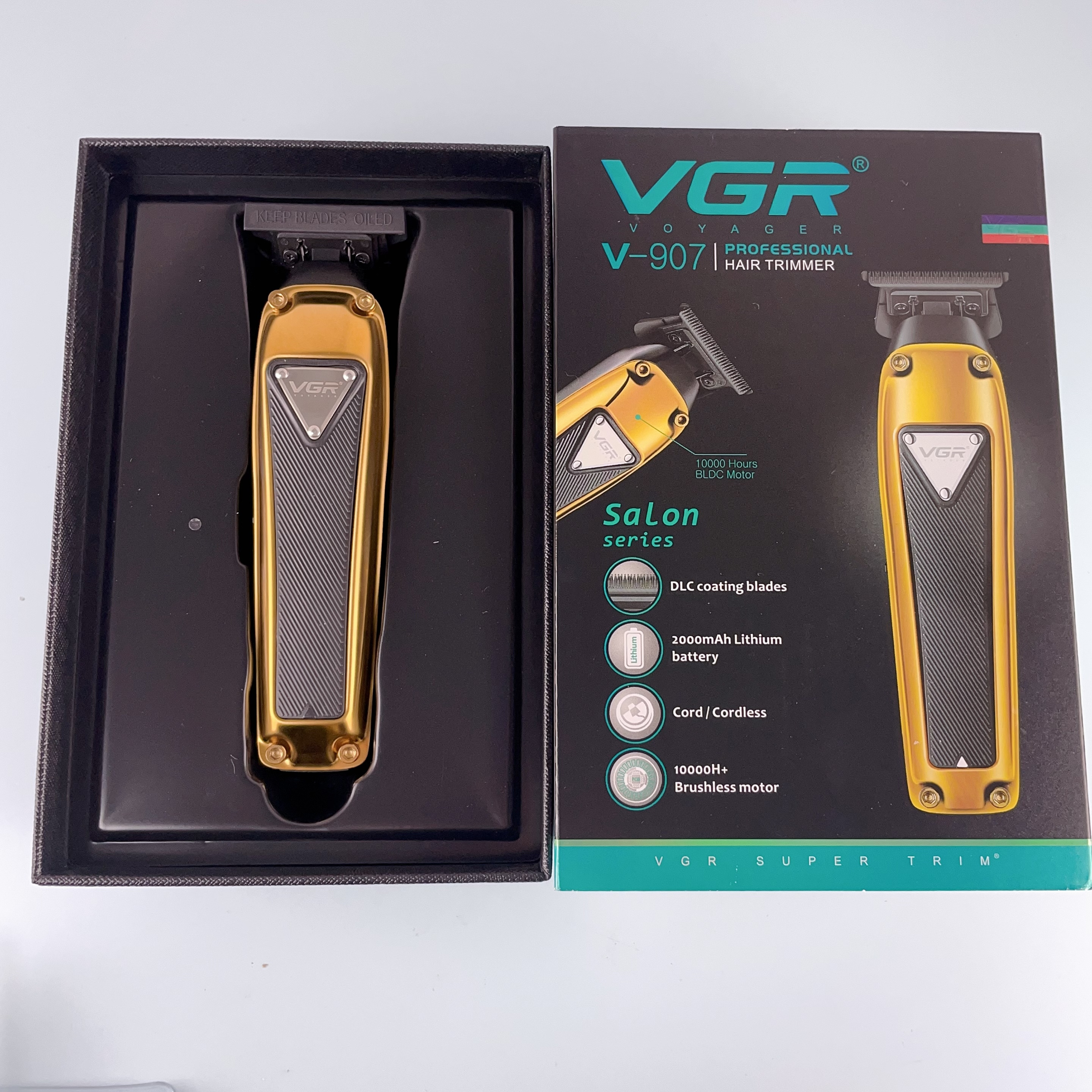 Vgr V-907 Golden Hair Trimmer Cordless Cut Machine Wireless Electric Barber Clippers Professional Hair Clipper For Men