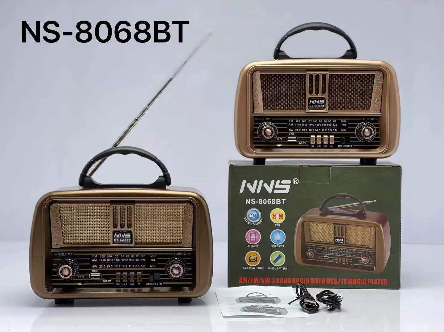 NS-8068BT Newest Retro Radio Vintage Fm Am Sw Multi-band Wooden Boxes Wireless Internet Radio Speaker With Bt And Usb Tf Slot