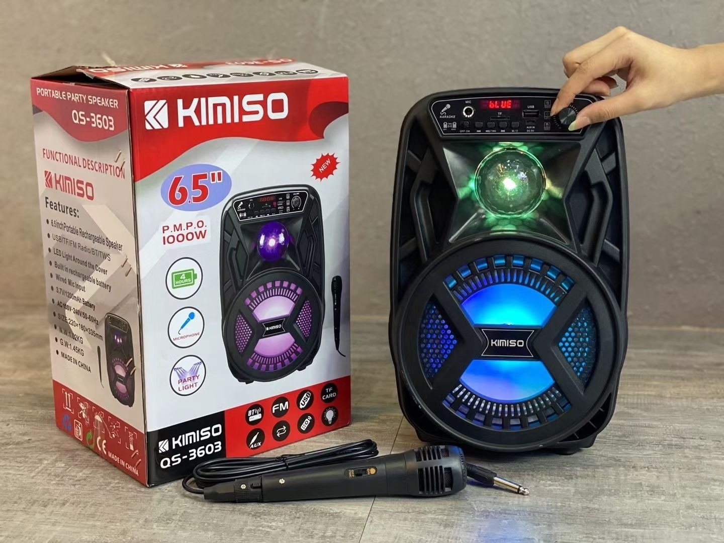 KIMISO QS-3603 6.5 Inch Speaker Outdoor Portable Trolley Speaker kimiso 3603 DJ Speaker With Disco Light