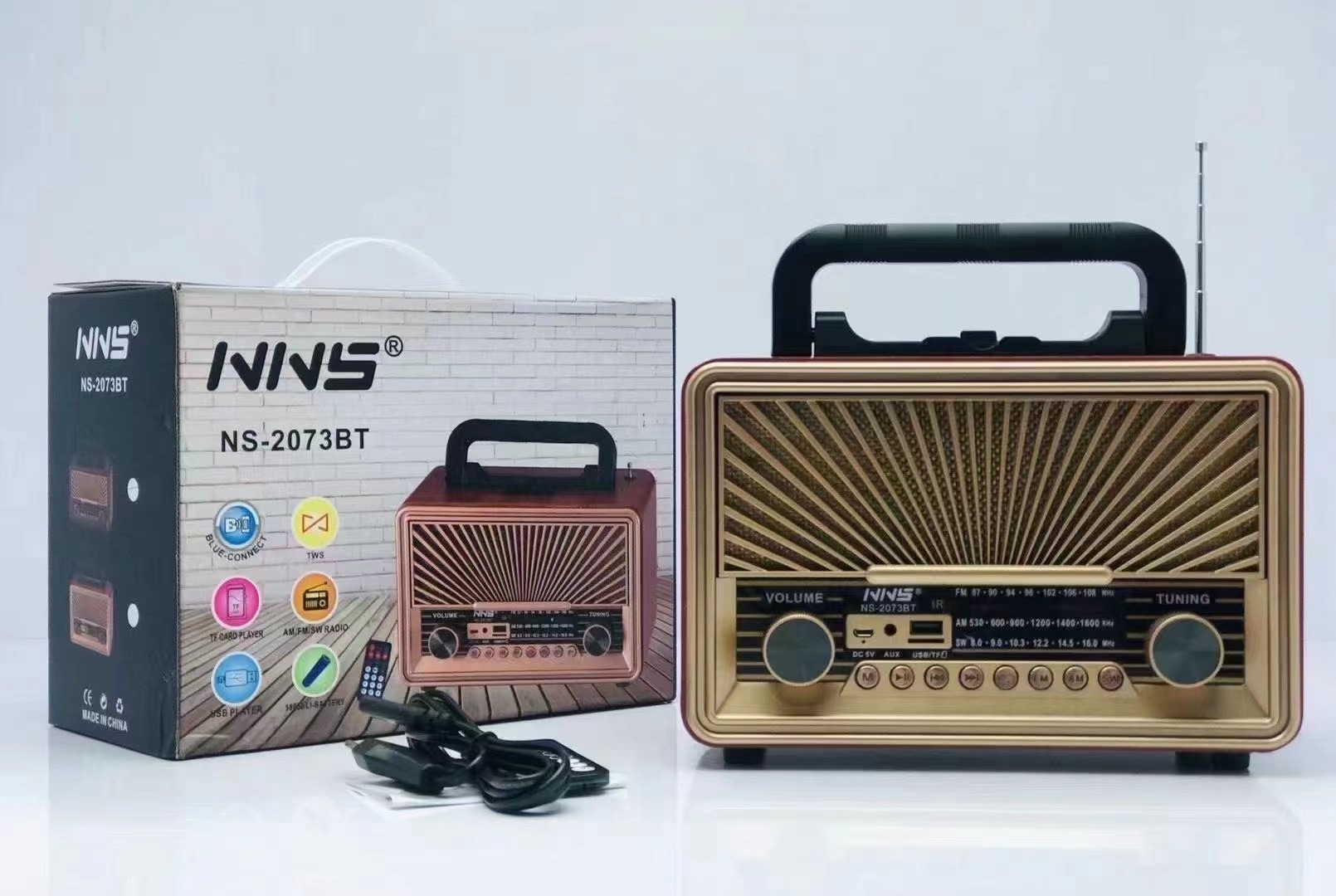 NNS 2073BT Am Fm Sw Radio Portable World Receiver 11 Band Mp3 Play Dab Old Retro Boombox Radio