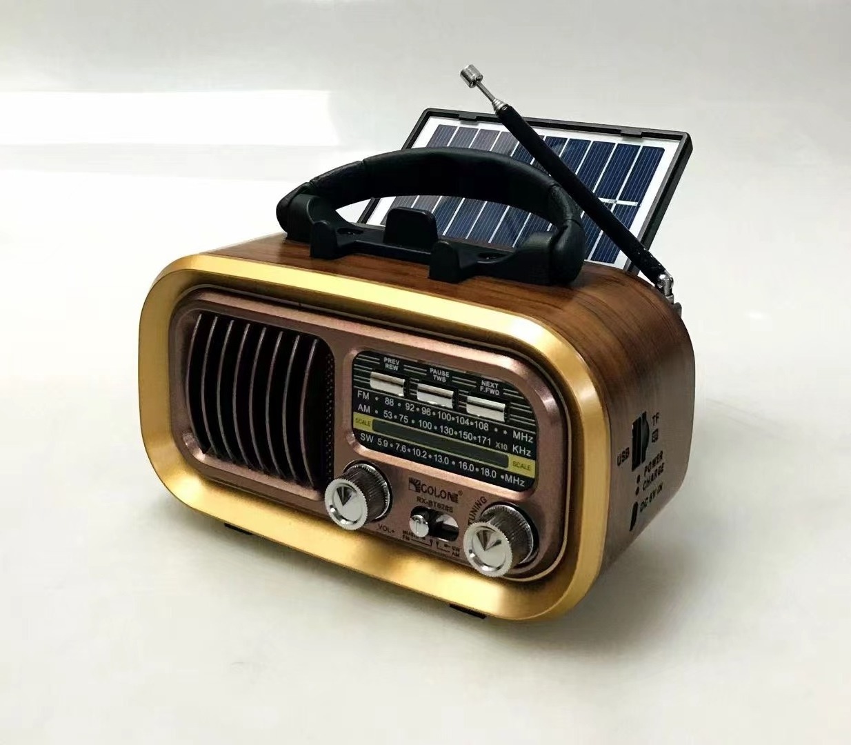 GOLON RX-BT628S Wholesaler Factory True Stereo Am/fm/sw 3 Bands Solar Panel Tws Portable Radio With Bt/usb/tf Music Player