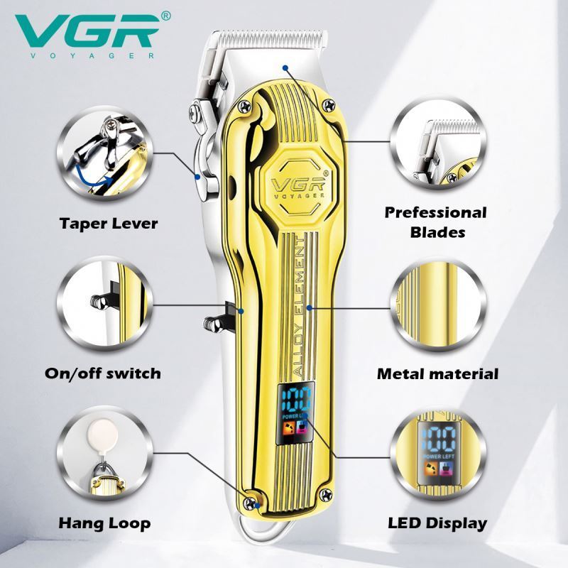 Vgr V-672 New Design Factory Supply Clippers Barber Professional Metal Hair Trimmer Hair Clippers