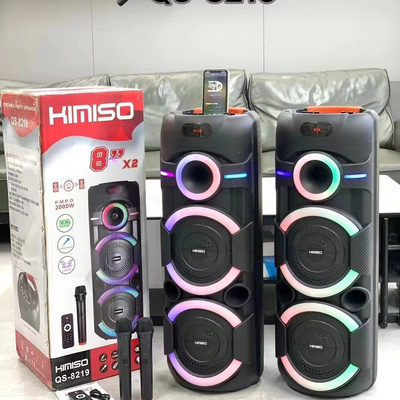 KIMISO KMS QS-A284 8 Inch*2 Speaker Outdoor Portable Trolley Speaker DJ Speaker System Subwoofer Sound Box With LED Light KIMISO