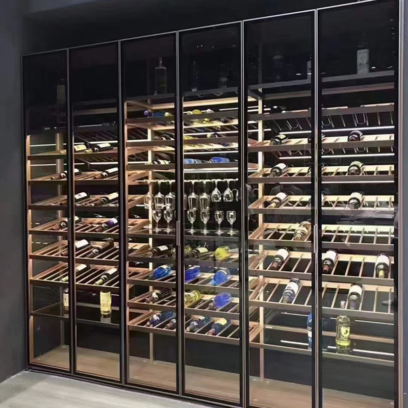 Light Luxury Aluminum Wine Cabinet Constant Temperature Wine Cabinet Aluminum Narrow Side Glass Door Wine Cabinet