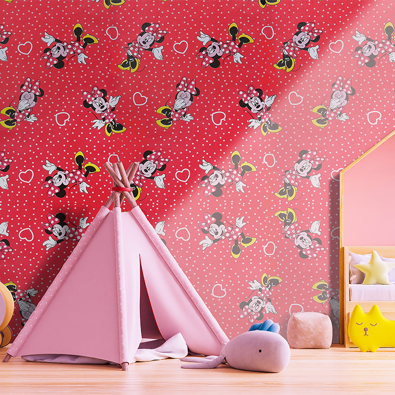 Cartoon Mickey Mouse patterned PVC waterproof wallpaper for kid'S  room and kindergarten