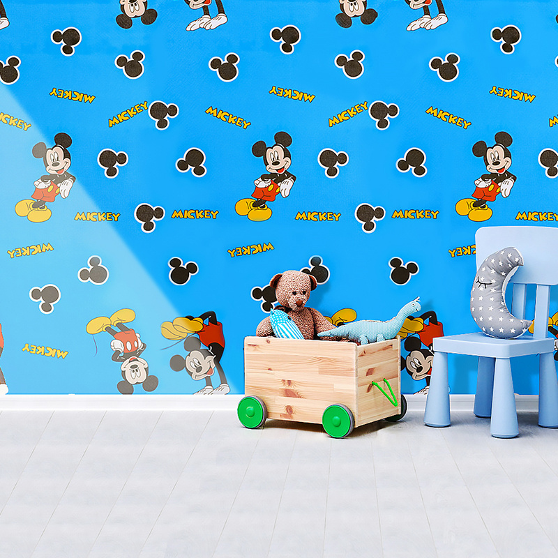 Cartoon Mickey Mouse patterned PVC waterproof wallpaper for kid'S  room and kindergarten