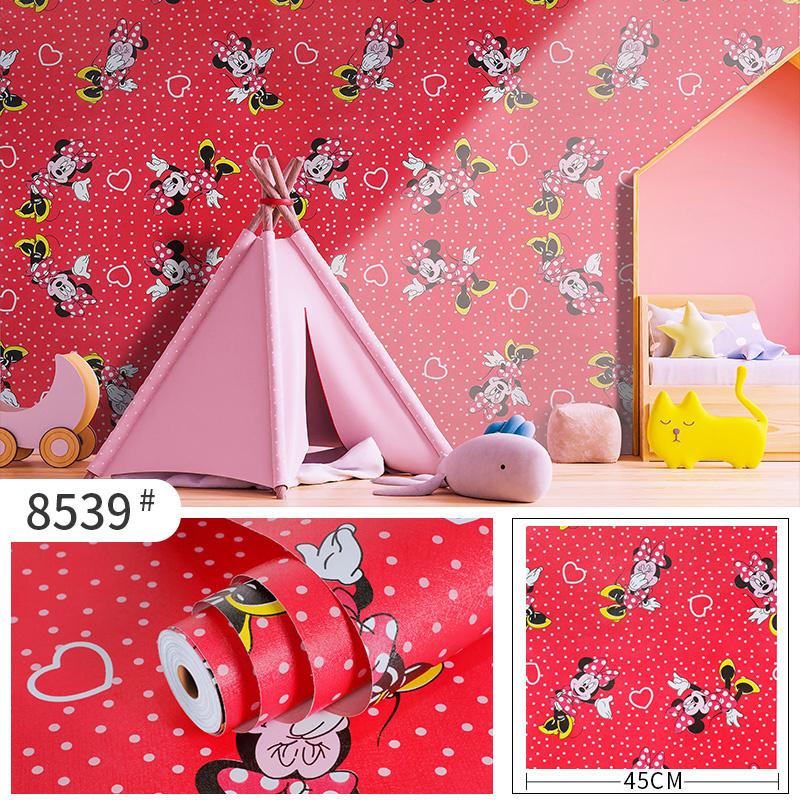 Cartoon Mickey Mouse patterned PVC waterproof wallpaper for kid'S  room and kindergarten