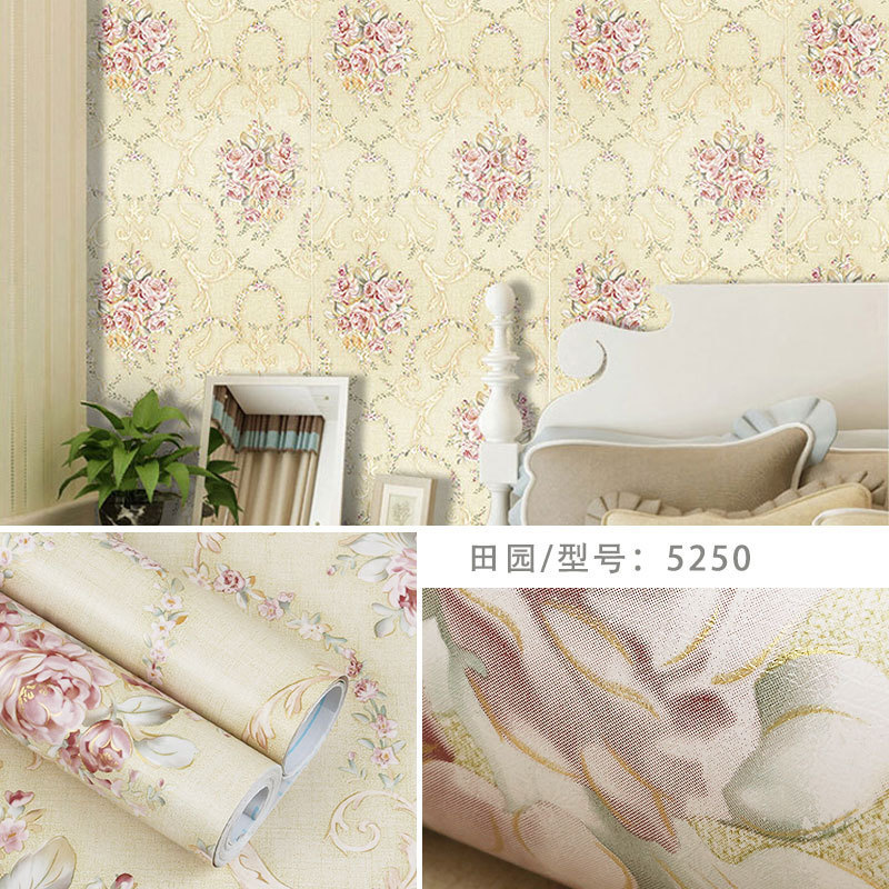 Rural style self adhesive PVC natural flower wallpaper home decor wall stickers