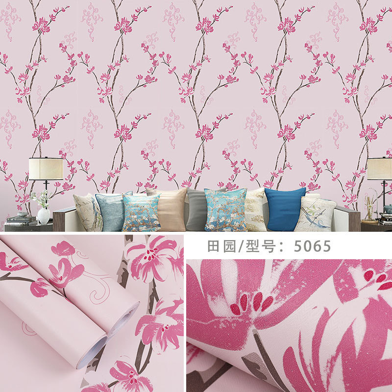 Rural style self adhesive PVC natural flower wallpaper home decor wall stickers